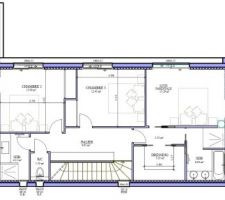 L'étage constitue l'espace nuit de la maison