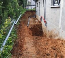 Travaux derrière la maison pour eaux pluviales