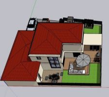 Reproduction sur sketchup vue ouest terrasse piscine fermée