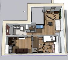 Reproduction aérienne des envies et plan 
 r+1 avec sketchup