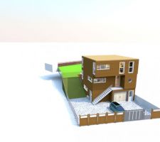 Voici une vue à partir du logiciel Sweet Home 3D que j'ai réalisé moi-même à partir des plans de l'architecte.
Vue générale