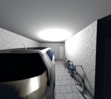 Vue du garage que j'ai réalisé avec le logiciel Sweet Home 3D, à partir des plans de l'architecte.