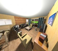 Vue du salon, que j'ai réalisé avec le logiciel Sweet Home 3D, à partir des plans de l'architecte.