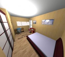 Vue de la chambre d'amis / bureau que j'ai réalisé avec le logiciel Sweet Home 3D à partir des plans de l'architecte.