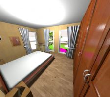 Vue de la chambre parentale que j'ai réalisé avec le logiciel Sweet Home 3D à partir des plans de l'architecte.