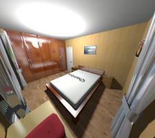 Vue de la chambre parentale que j'ai réalisé avec le logiciel Sweet Home 3D à partir des plans de l'architecte.