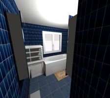 Vue de la salle de bain que j'ai réalisé avec le logiciel Sweet Home 3D à partir des plans de l'architecte.