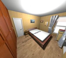 Vue de la chambre parentale que j'ai réalisé avec le logiciel Sweet Home 3D à partir des plans de l'architecte.