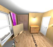 Vue de la chambre d'enfant que j'ai réalisé grâce aux plans de l'architecte, avec le logiciel Sweet Home 3D.