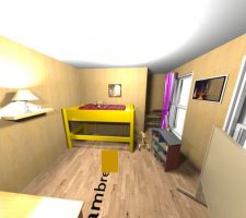 Vue de la chambre d'enfant que j'ai réalisé grâce aux plans de l'architecte, avec le logiciel Sweet Home 3D.