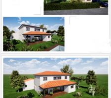 Visuels de la maison décrite sur le permis de construire. Des modifications sont déjà prévues avec notre constructeur.