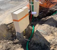 Fourreau vert en prévision installation de la fibre