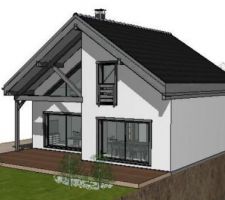 Rendu 3D de la facade arrière plein Sud