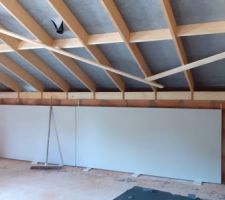 D&eacute;but des placo: isolation p&eacute;riph&eacute;rique en polystyr&egrave;ne + BA13