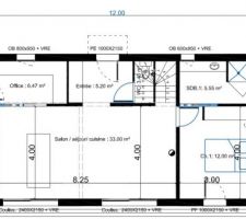 V3 du RDC constructeur 3. La maison est rabotée pour rentrer dans le budget.