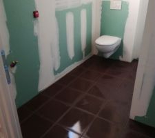 Joints du carrelage dans la salle de bain du rez-de-chauss&eacute;e