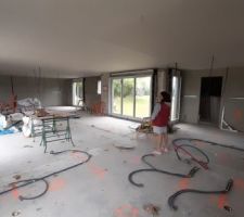 Toujours au 2eme mois, pose des placos plafond et mur.
