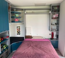 Aménagement de la salle de jeux / chambre d'amis en cours
Lit baissé