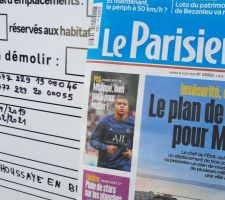 Affichage fin de travaux avec le Parisien du jour (31/08/2021)