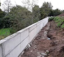 Mur de sout&egrave;nement, c&ocirc;t&eacute; nord, d&eacute;coffr&eacute;.