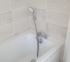 Pommeau de douche de la baignoire salle de bain de l'étage