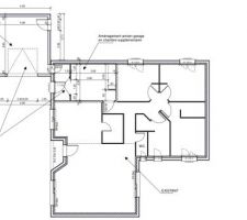 Plan du projet : construction d'un garage + transformation garage existant en chambre parentale