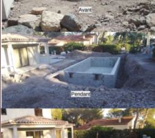Avant / Pendant / Après : Remblai piscine à la pelle - Il en reste un peu pour le terrassier -  17/10/21