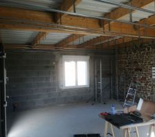 Mise en place progressive des suspentes pour le faux plafond