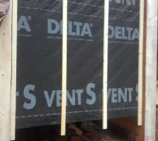 Pose lambourde de ventilation 50 x 27, sur pare-pluie "Delta Vent S plus", pour bardage