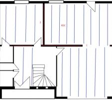 Plan du rdc avec les murs porteurs et les poutrelles identifi&eacute;es