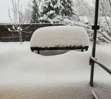 On va attendre avant de se faire un repas sur la terrasse (la clôture de 2 mèteesdes voisins est bien plus petite ces jours ci!)