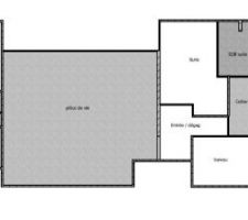 Voici un plan qui représente dans les grandes lignes la maison ainsi que la distribution des pièces.