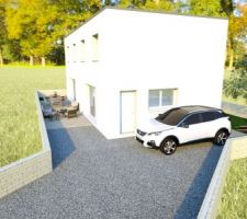 Vue Est maison contemporaine R+1 140m² toit plat