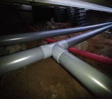 Evacution, ici eaux grises, les eaux noires ont des angles &agrave; 45&deg;)