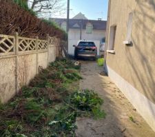 Terrain prêt vu depuis le terrain vers la route c?est notre accès privé