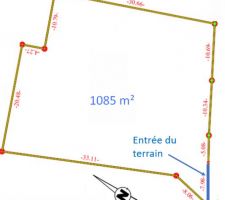 Terrain de 1085 m² orienté Nord