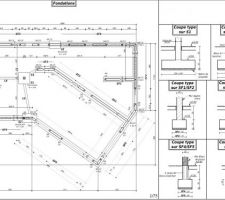 Plan de ferraillage des fondations de la maison.