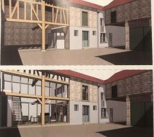 Projet future fa&ccedil;ade s&eacute;jour sous le auvent