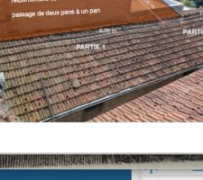 Projet de réfection de la toiture de la grange contigüe à l'habitation  et remis au charpentier pour étude et pour autorisation de travaux.