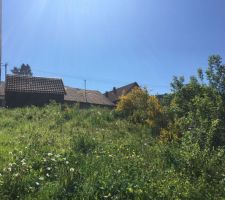 Vue du terrain depuis le bas de la pente en direction du Sud-Ouest