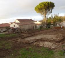 Tracé des fondations, vue sud-est vers nord-ouest