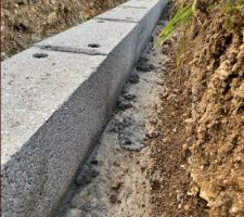 Les parpaings sur le b&eacute;ton des fondations (qui date de fin septembre)