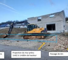Projection du mur suivant le permis de construire