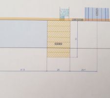 Plan coupe de l'emplacement du conduit d'évacuation des fumées.