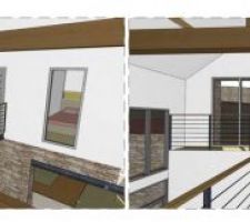 Vue 3D du nouveau  plan avec accès de la chambre vers la mezzanine