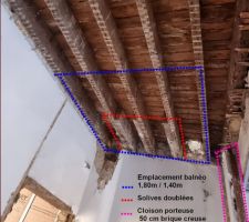 Solivage existant &agrave; renforcer pour soutenir une baignoire baln&eacute;o