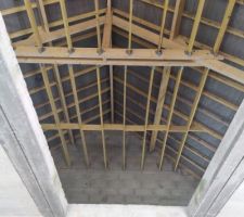 Charpente vue depuis la trémie d'escalier