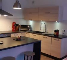 La cuisine ouverte c'est sympa, mais avec un ilot c'est mieux. Donc on ajoute un ilot.