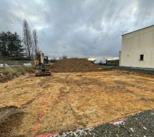 Terrassement finis. et j'ai panique quand je me suis rendu compte que la ligne de MT étais aligne avec le future pignon de la maison
