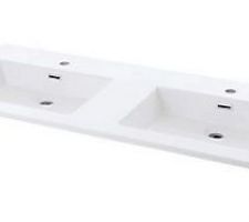 Plan double vasque en résine blanc Cooke & Lewis Pamili 120 cm